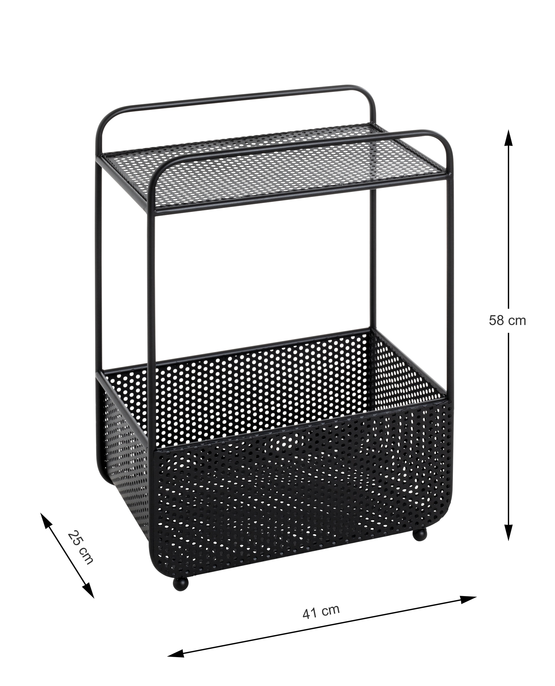 Beistelltisch mit Zeitungsablage 41 x 25 cm schwarz