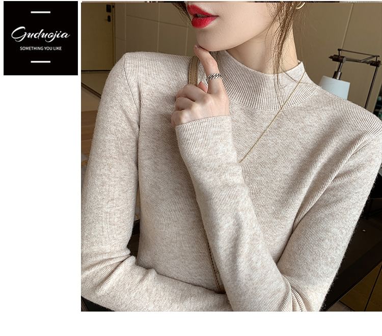 Maido - Lange mouwen, getailleerd, effen, slim fit gebreide top