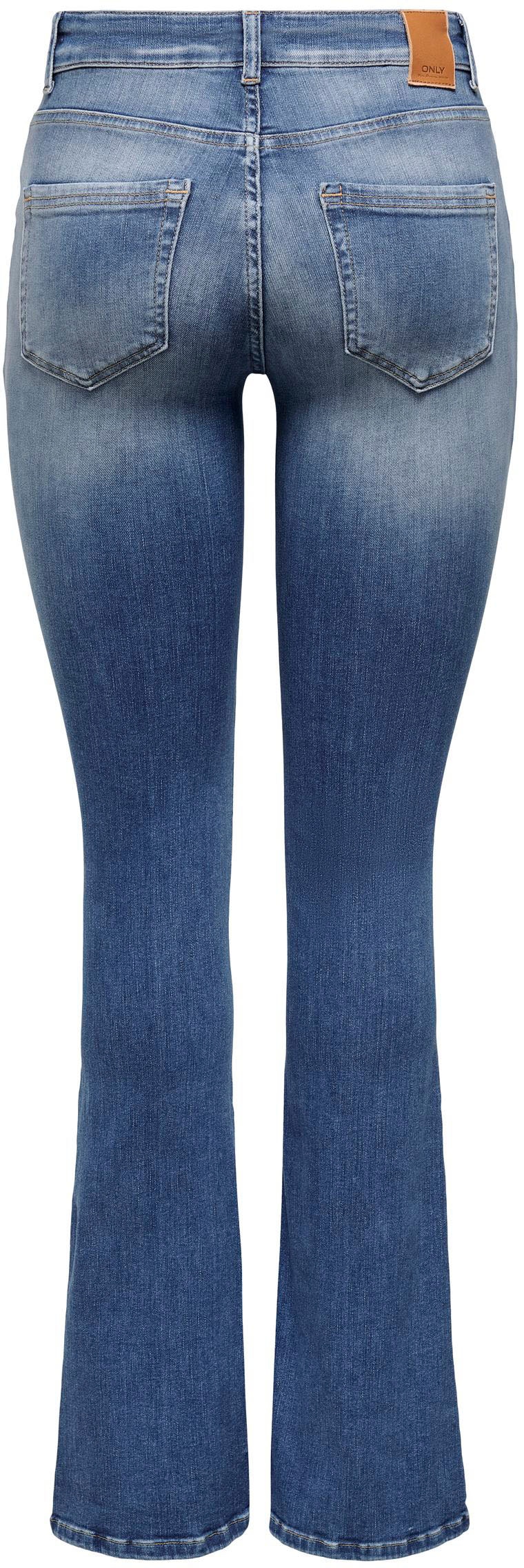ONLY Bootcut-Jeans »ONLBLUSH – Bootcut-Jeans mit Mid Waist für bequeme Silhouette«, Abriebeffekte, modisch, bootcut fit, Eingrifftaschen, unifarben