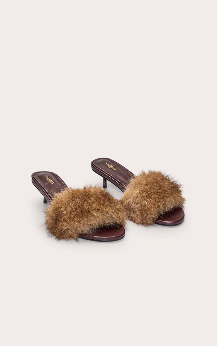 Chocolat Mules À Bout Rond Et Talon Chaton En Synthétique
