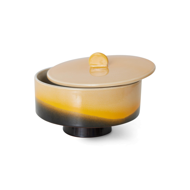 HKliving 70's Ceramic Bonbon voorraadpot op voet mauve