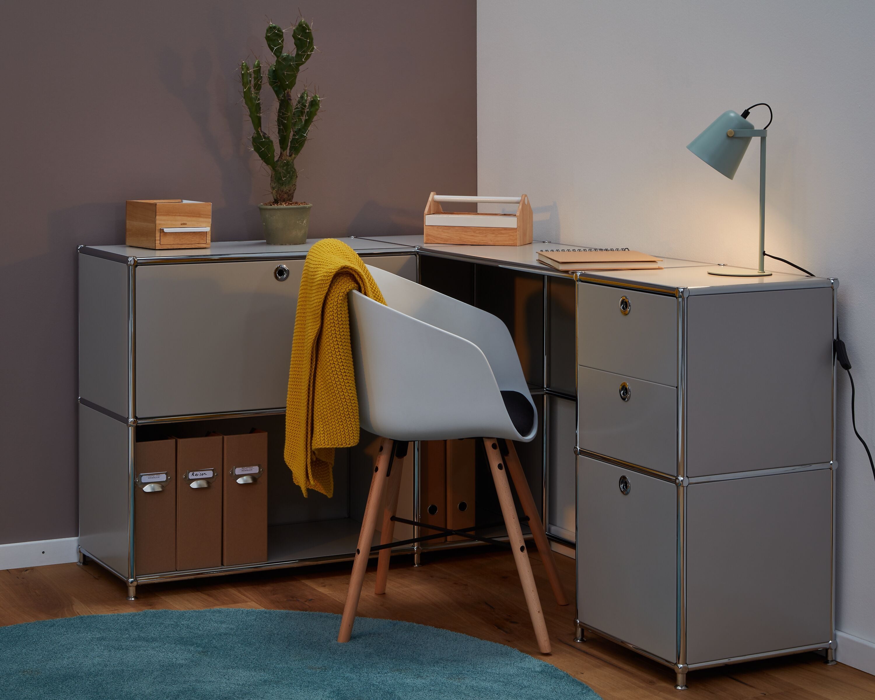 FLEXCUBE Eckschreibtisch - Hellgrau / B: 152.0 cm x T: 115.0 cm x H: 80.0 cm