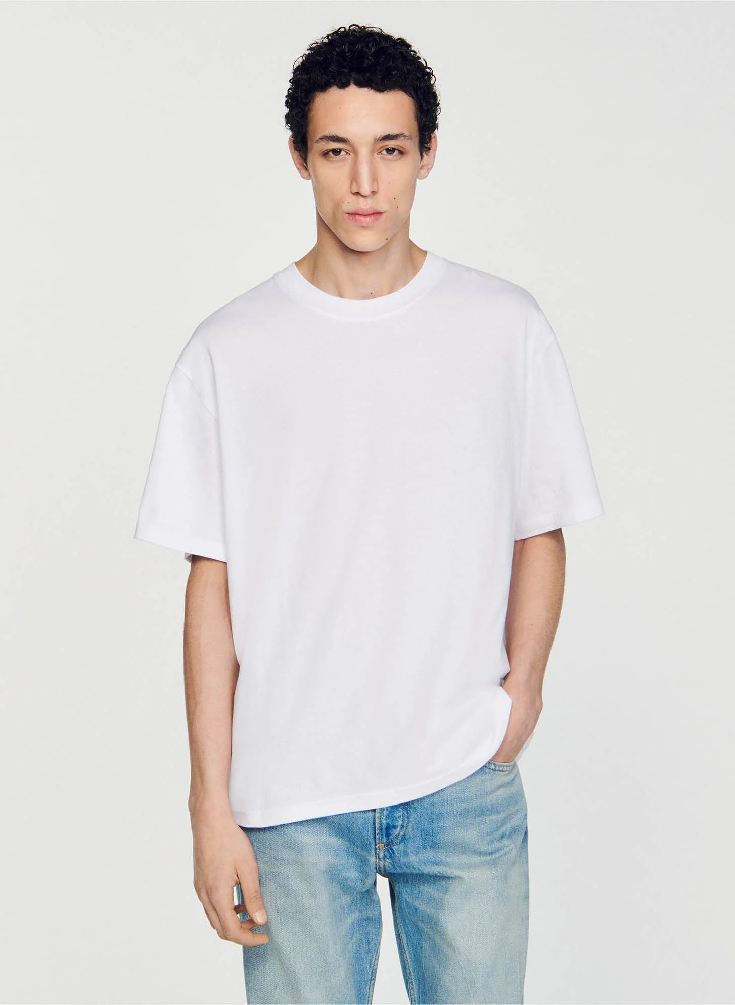 Tee-shirt oversize col rond en coton | Blanc