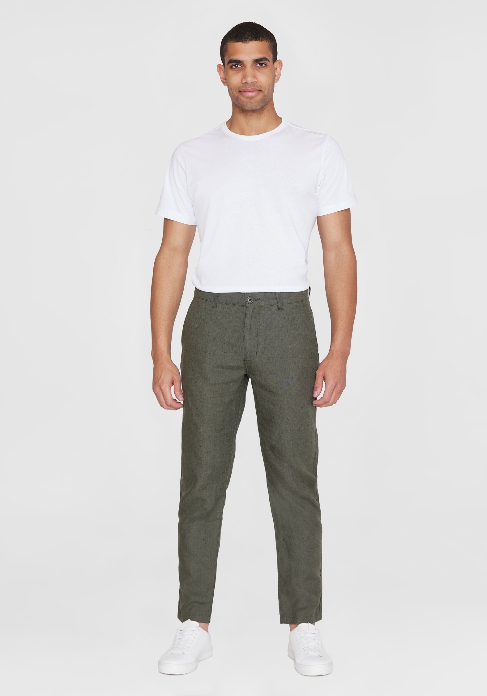Knowledge Cotton Apparel Leinenhose Chuck Regular Linen Pants Burned Olive