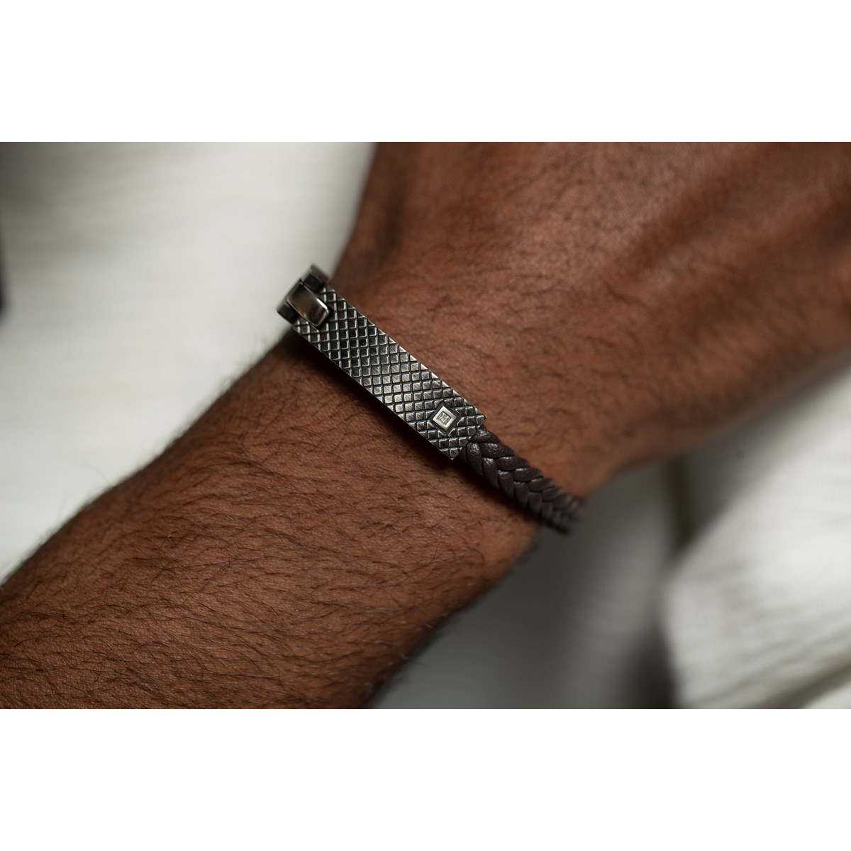 Bracelet souple Balthazar en Acier 316L avec diamant blanc