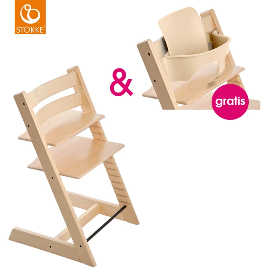 STOKKE® Tripp Trapp® Hochstuhl Buche natur + gratis Baby Set natur