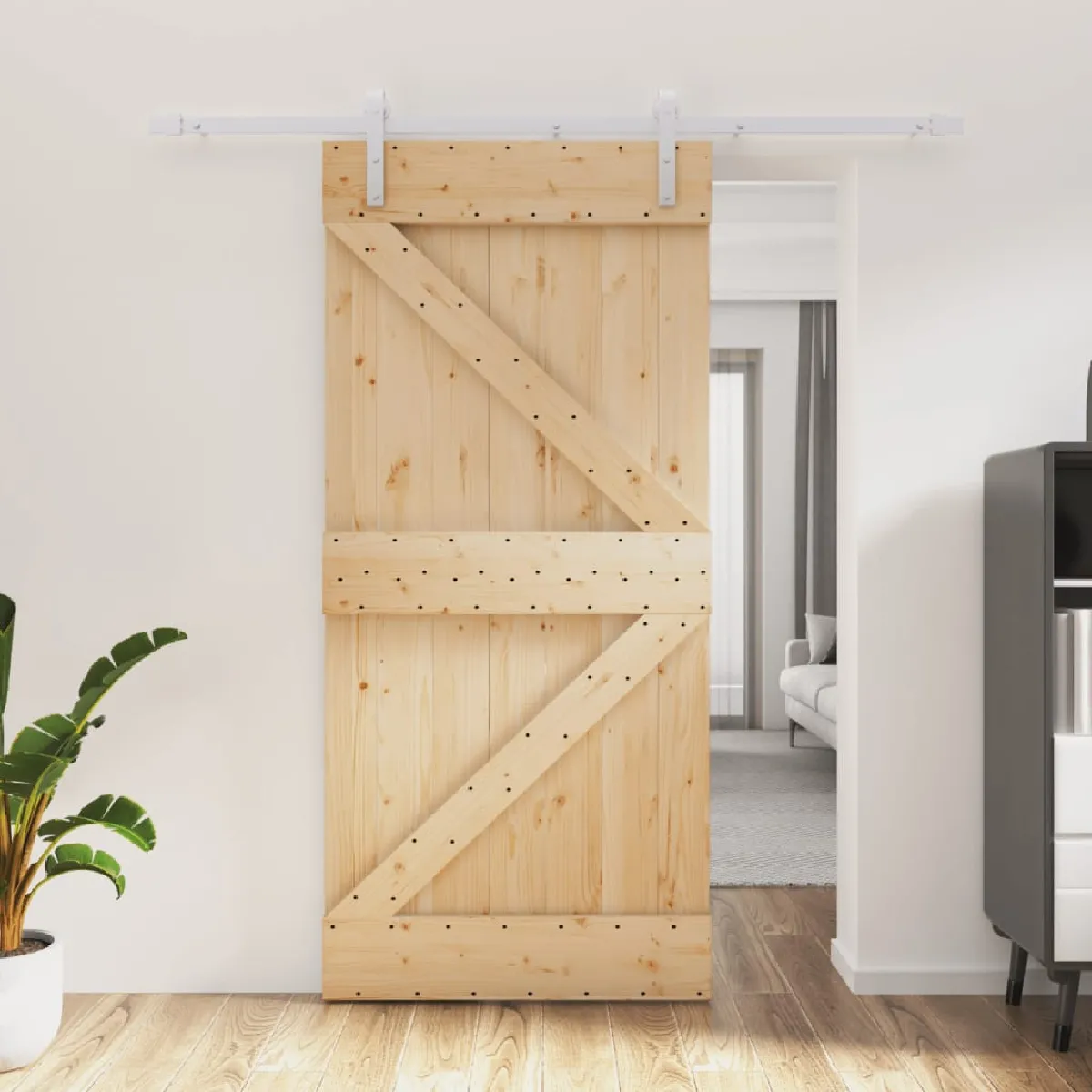 vidaXL Porte coulissante pin massif 95x210 cm avec kit