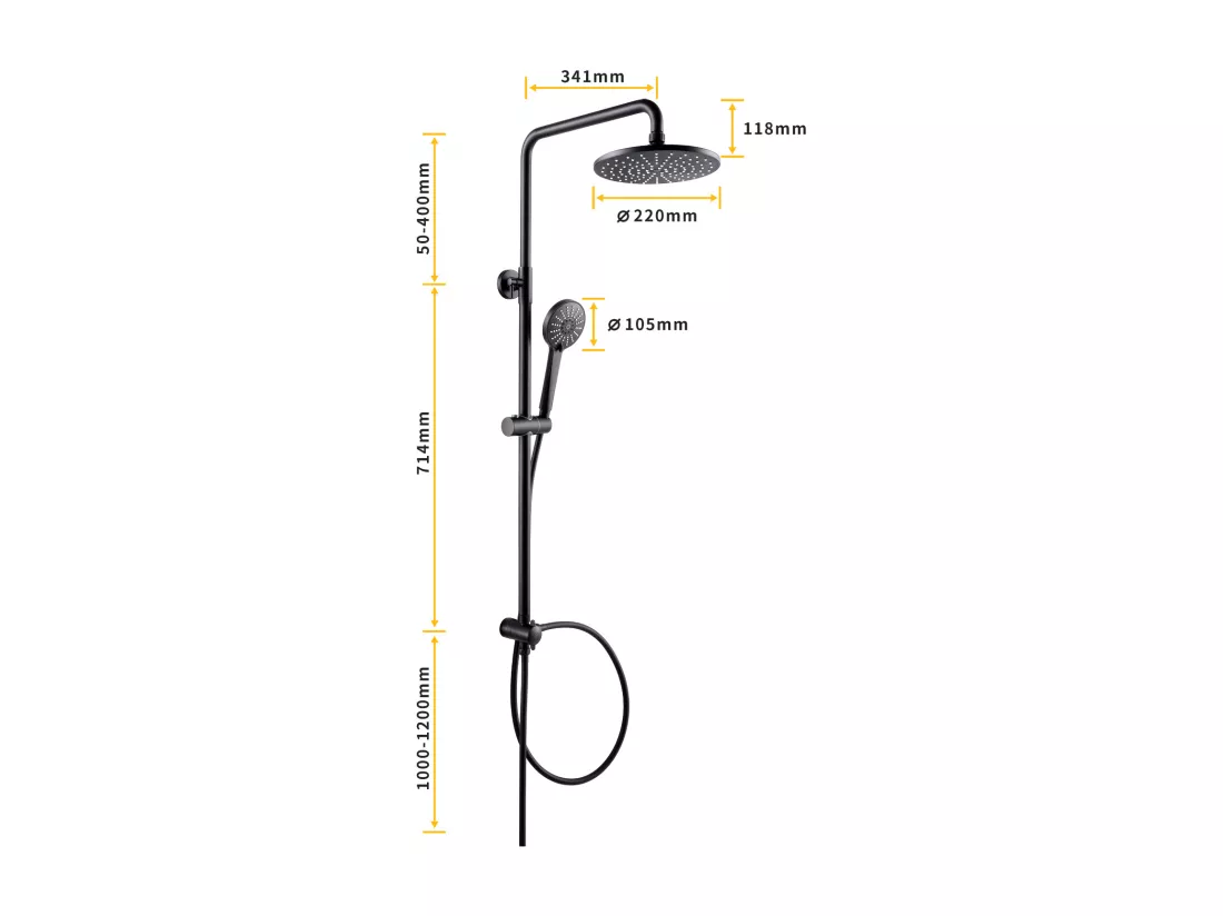 Cecipa max Système de douche séparable noir robinet de douche 2 fonctions douchette douche de tête inox douche pour salle de bain/baignoire,EU Modèle