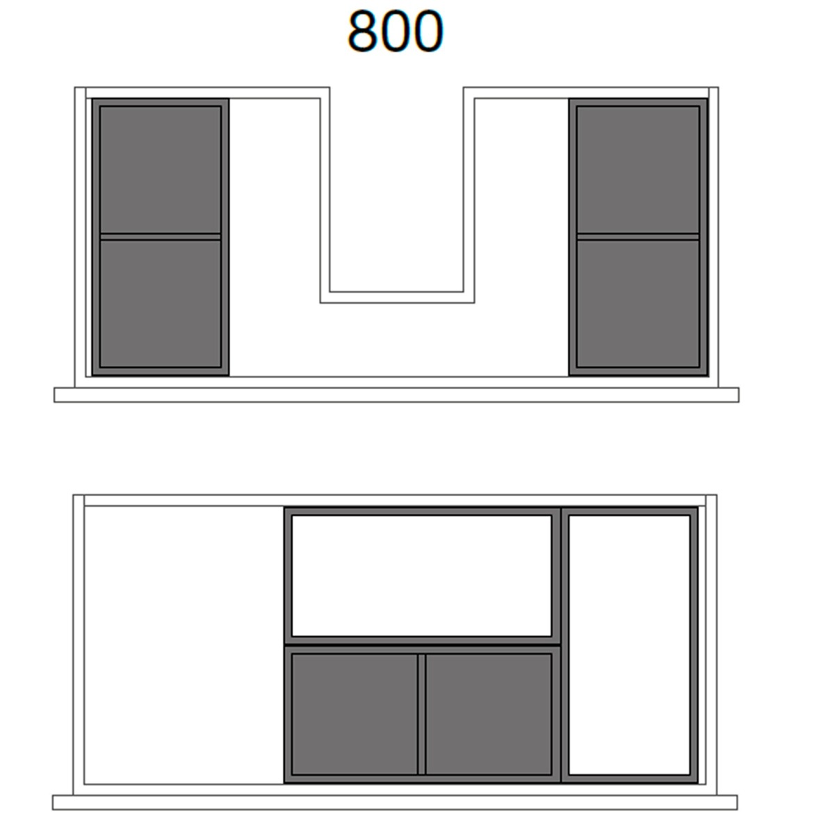 Muebles Sala ladeverdeler 16x33cm antraciet
