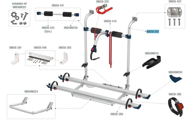 Fiamma Tragestruktur oben passend für Carry Bike Caravan Hobby - Fiamma Ersatzteilnummer 98656-261
