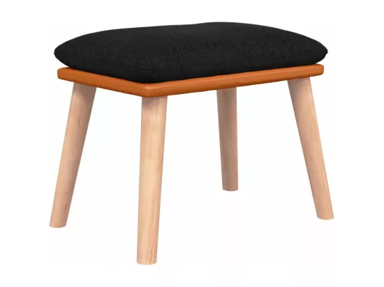 Chaise à bascule avec repose-pied Noir Tissu