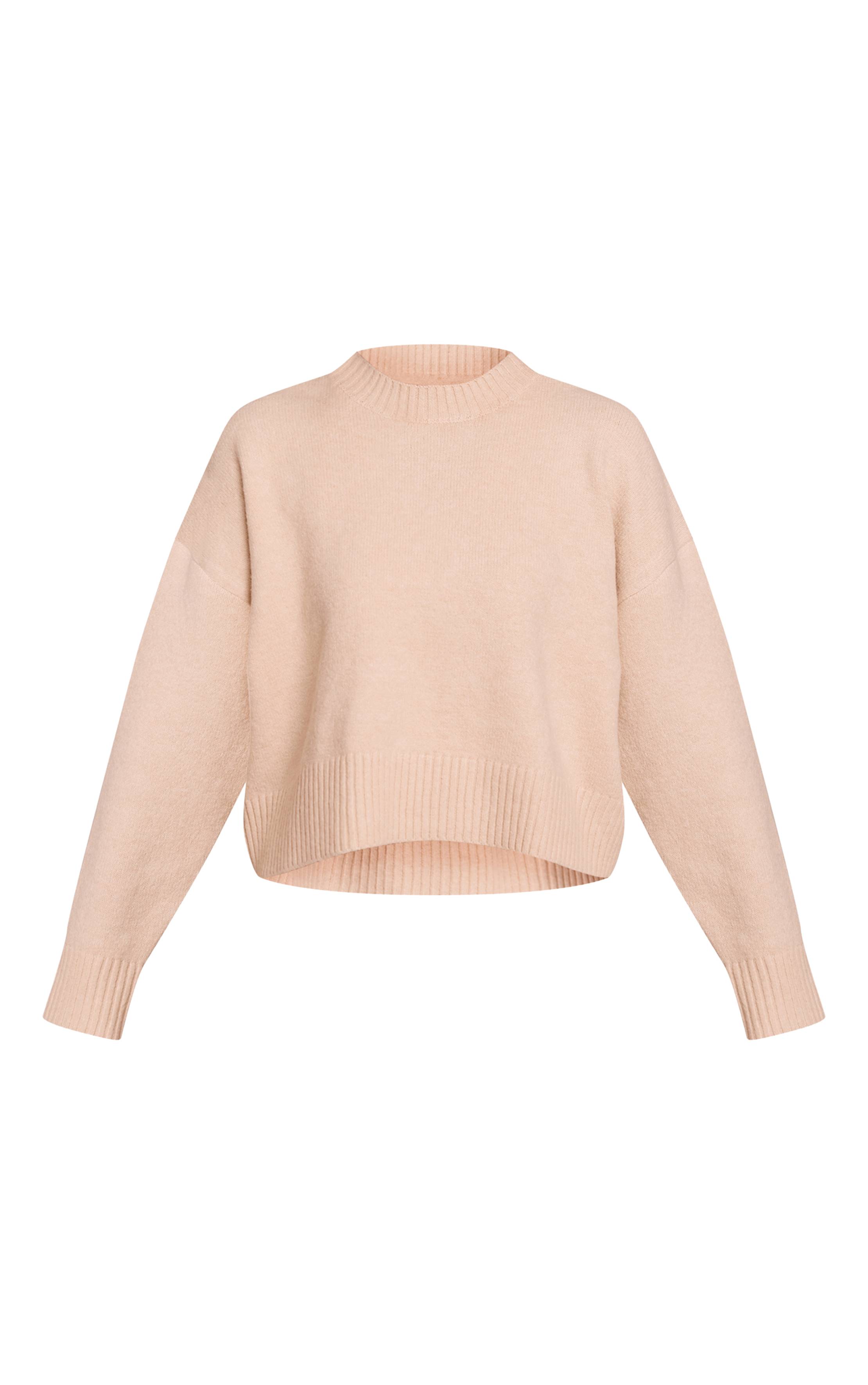 Beige Synthétiquell Court Col Rond En Maille Chinée