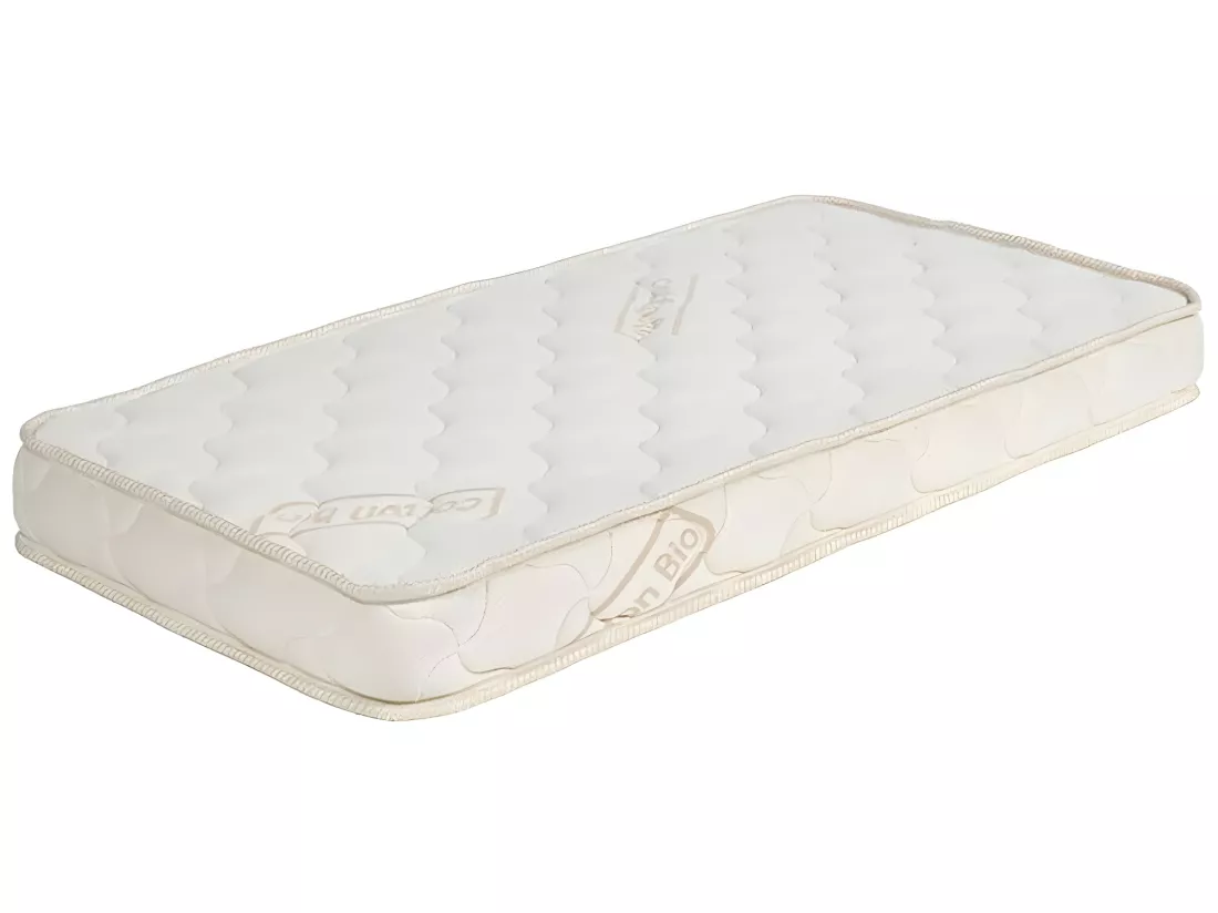 Lit bébé avec matelas 70x140 cm panneaux de fibres blanc AZU
