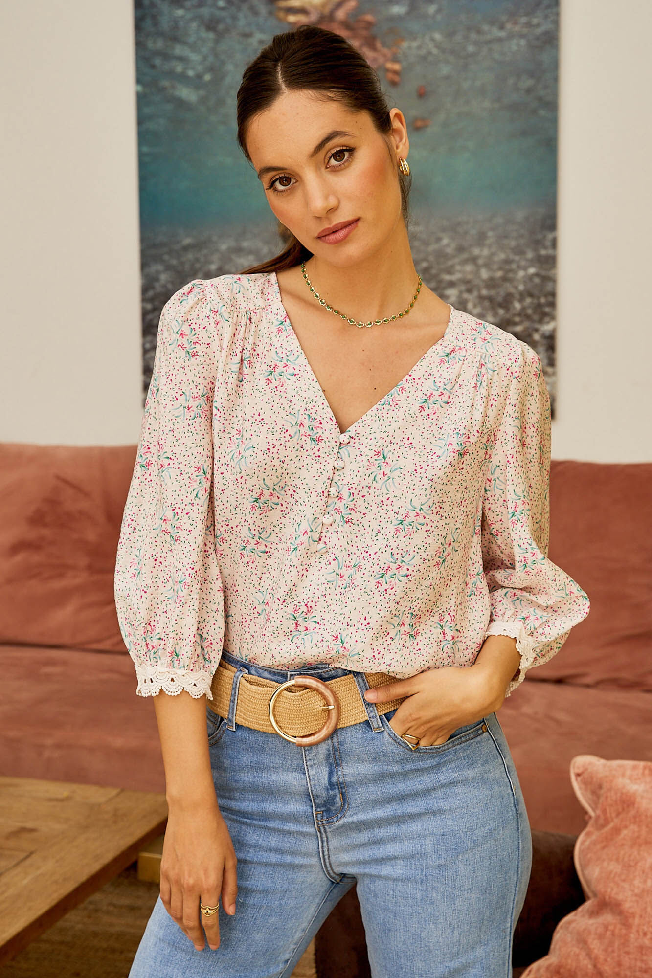 Blusa floral rosa - Rosa