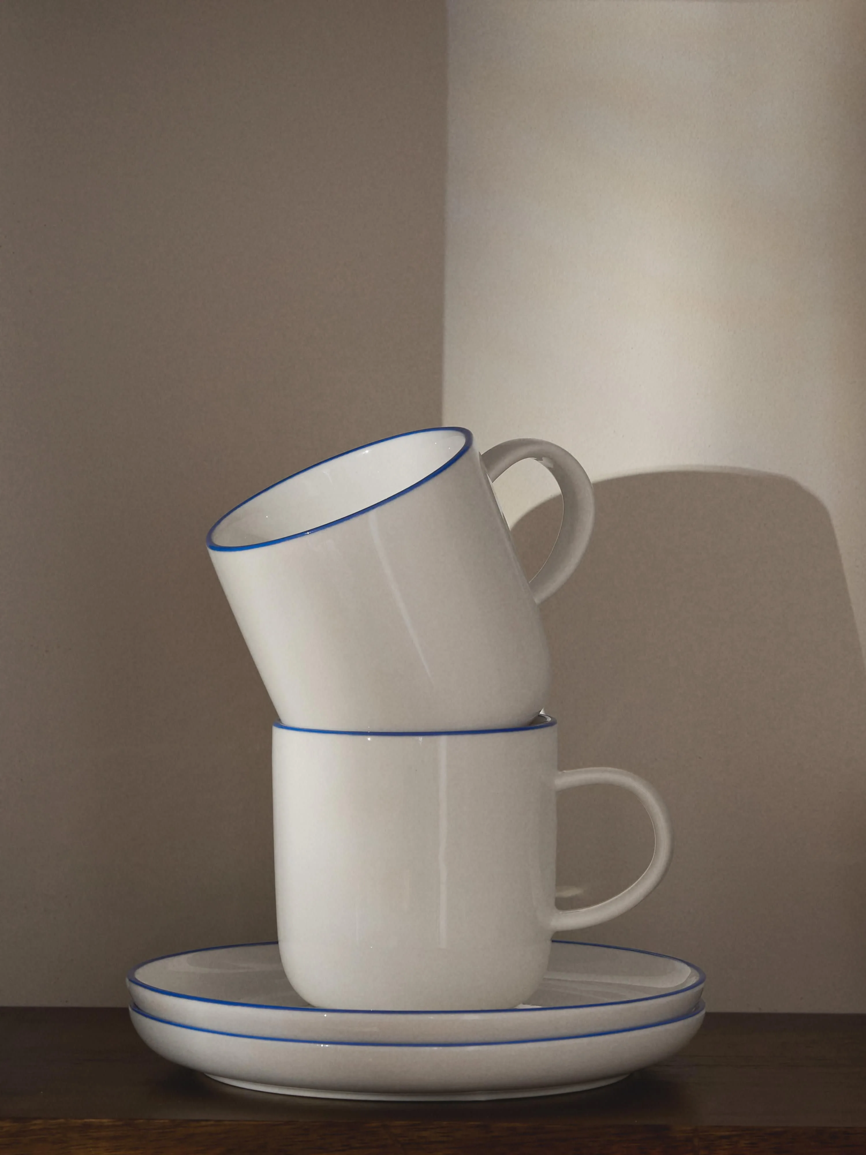Porseleinen koffiekopjes Facile met schotels, 2 stuks