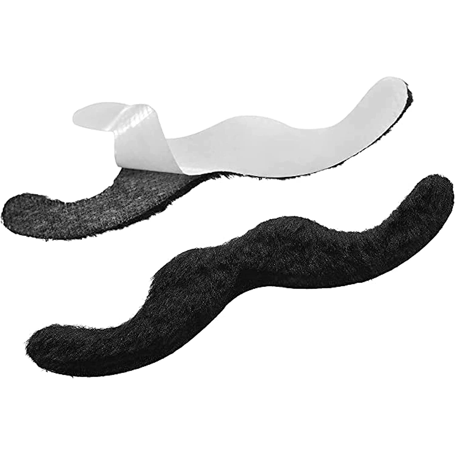 (12er Set) Kunst Schnurrbart Fasnachts Kostüm Zubehör Motto Party Accessoire Halloween Foto Requisite - Schwarz
