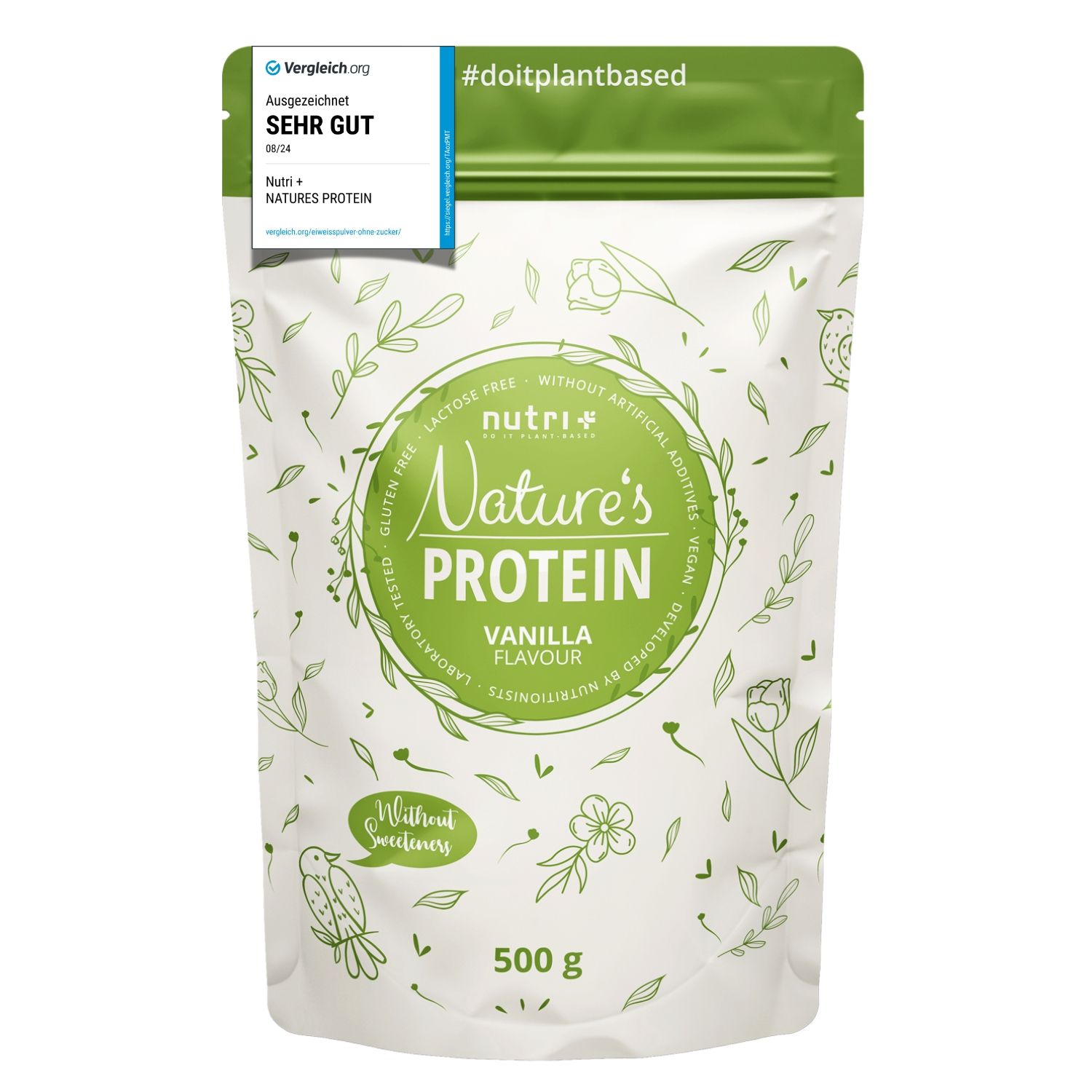 Nutri+ Natures Protein Pulver - Eiweißpulver ohne Süßstoff