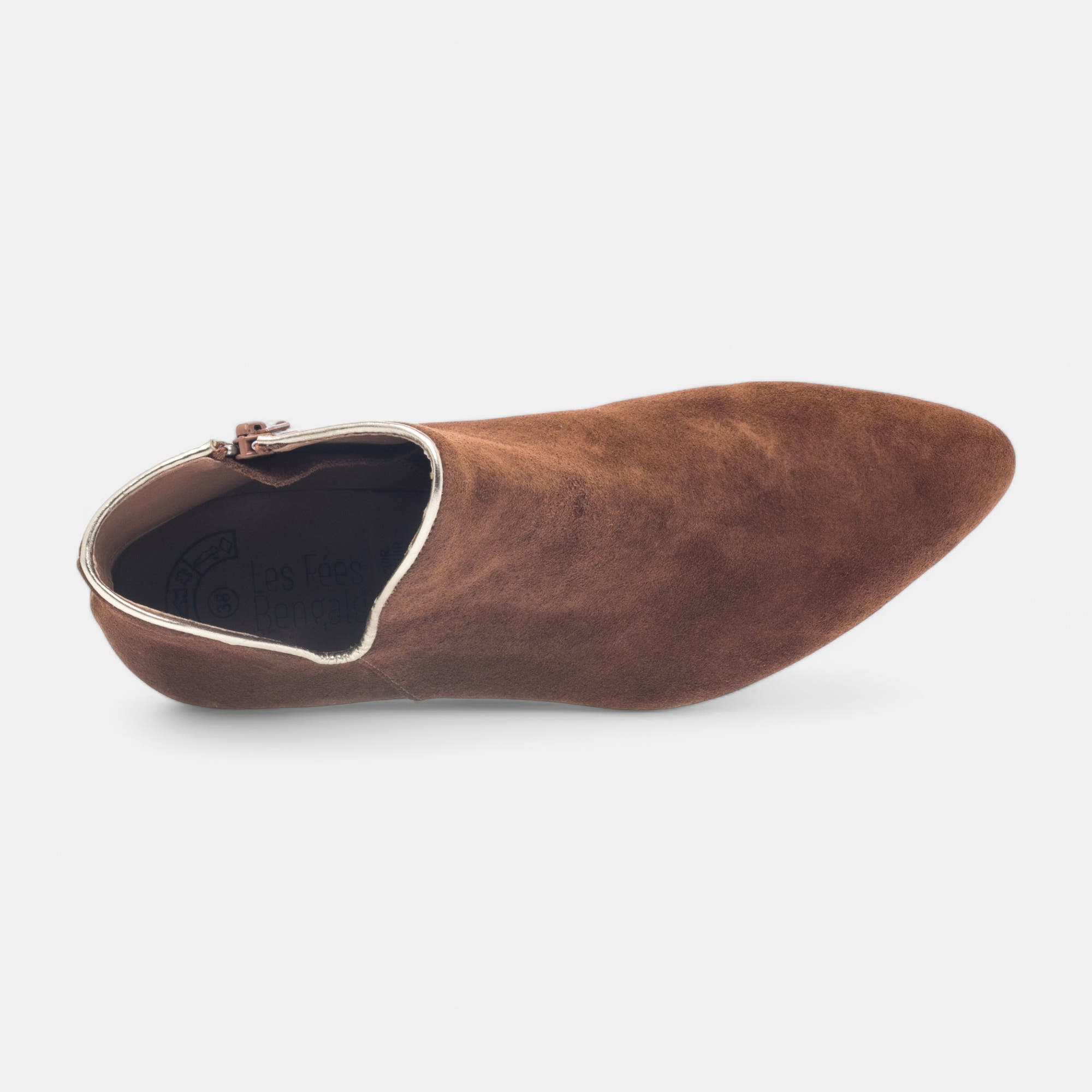 Bottines à talon Femme en cuir camel