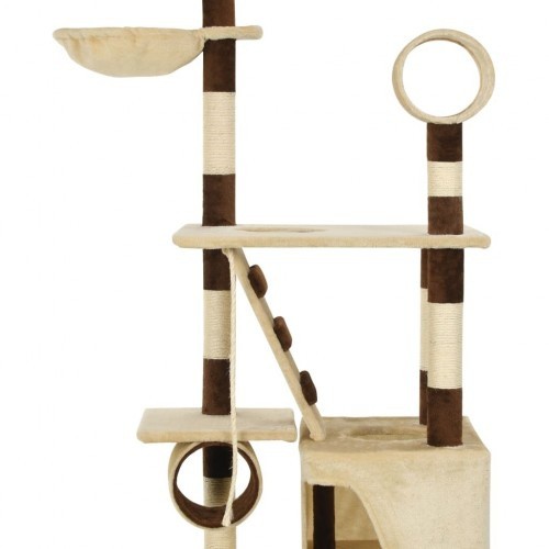 Arranhador bege para gatos com sisal.