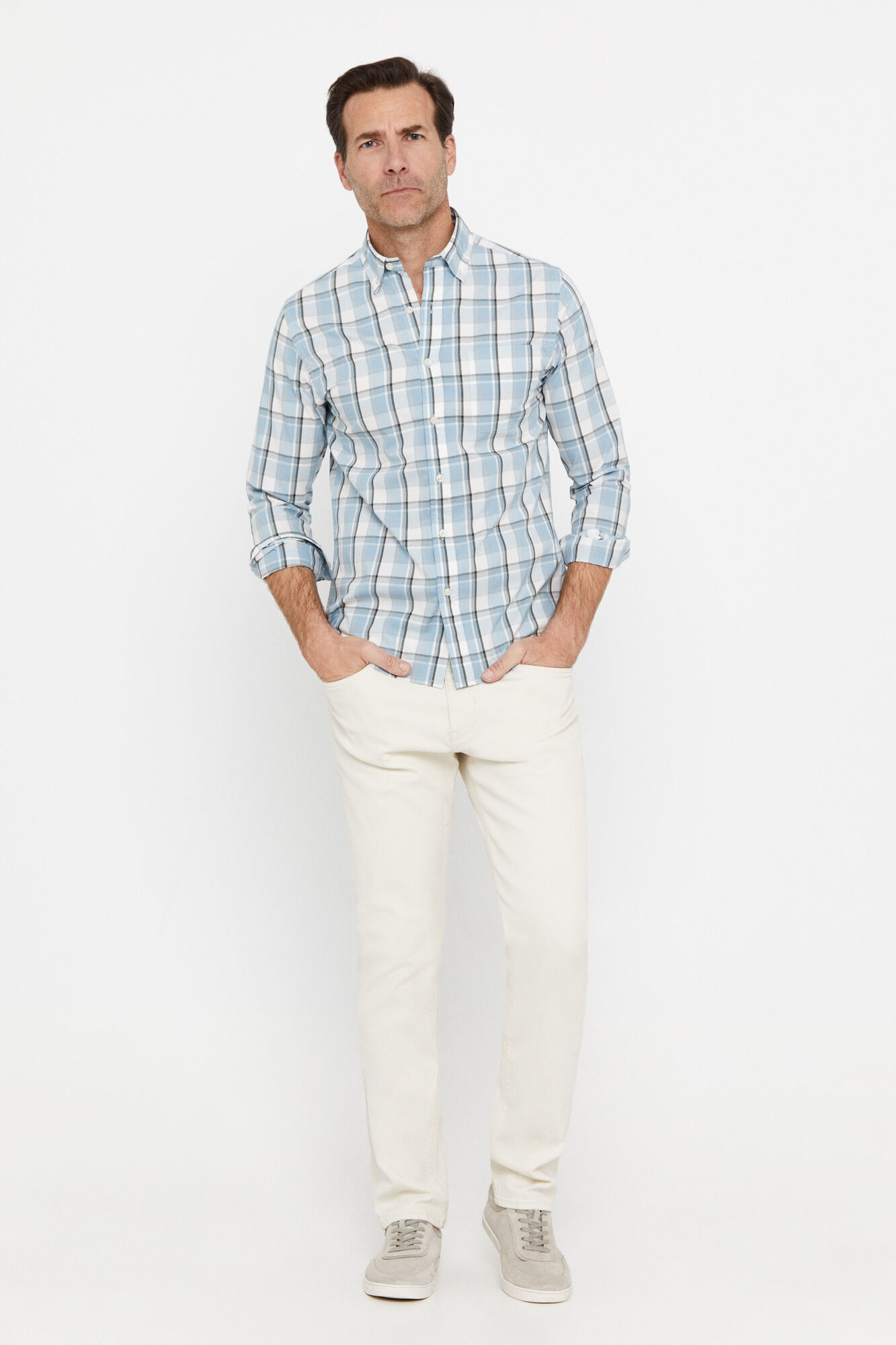 Camisa vichy fácil de passar - Azul