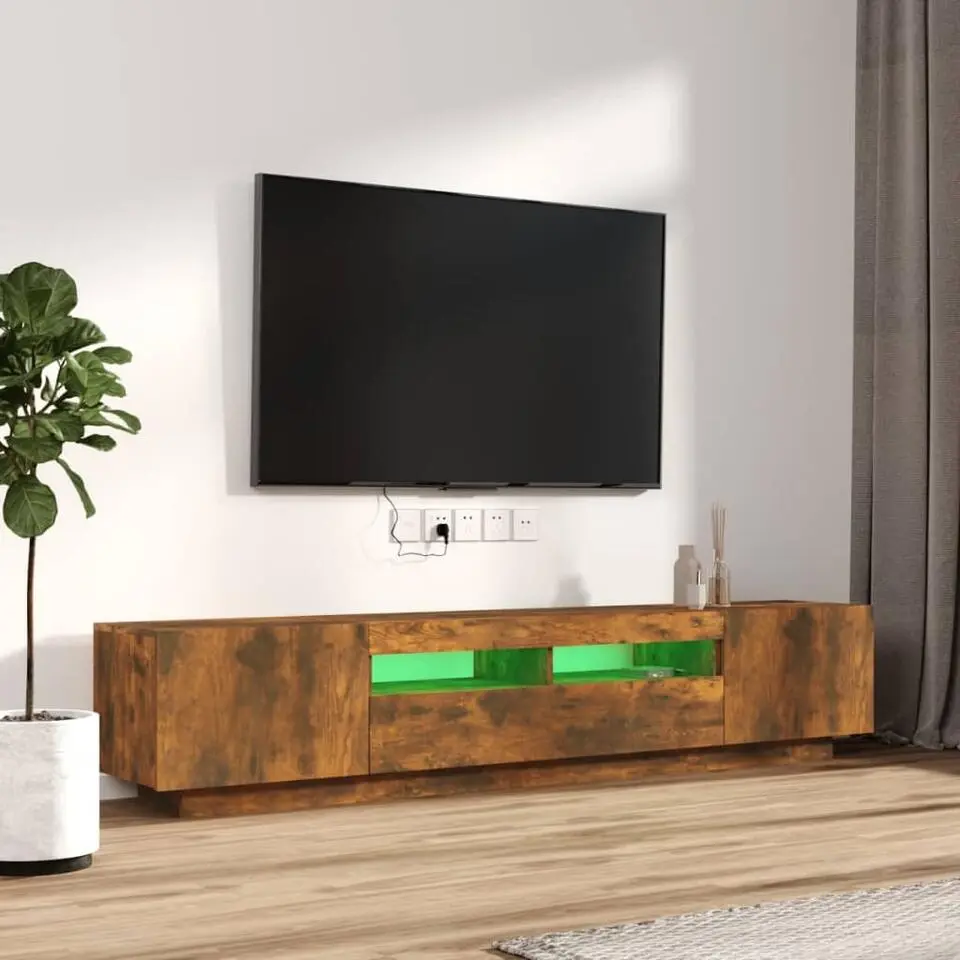 vidaXL - 2-delige TV-meubel met LED en deuren - Gerookt eiken - 100x35x40 cm