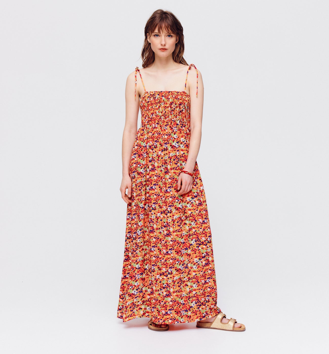 Longue robe à smock Femme - Imprimé multicolore