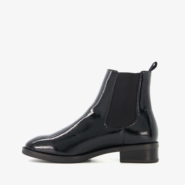 Tamaris lage dames chelsea boots zwart lak