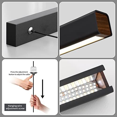 Mikeru LED Hängelampe Lineare Pendelleuchten, 35W 120cm Moderne dimmbar mit Fernbedienung Esstisch Hängeleuchte, Hängende Höhenverstellbare 1-150cm Küchenpendelleuchte, für büro esszimmer Wohnzimmer