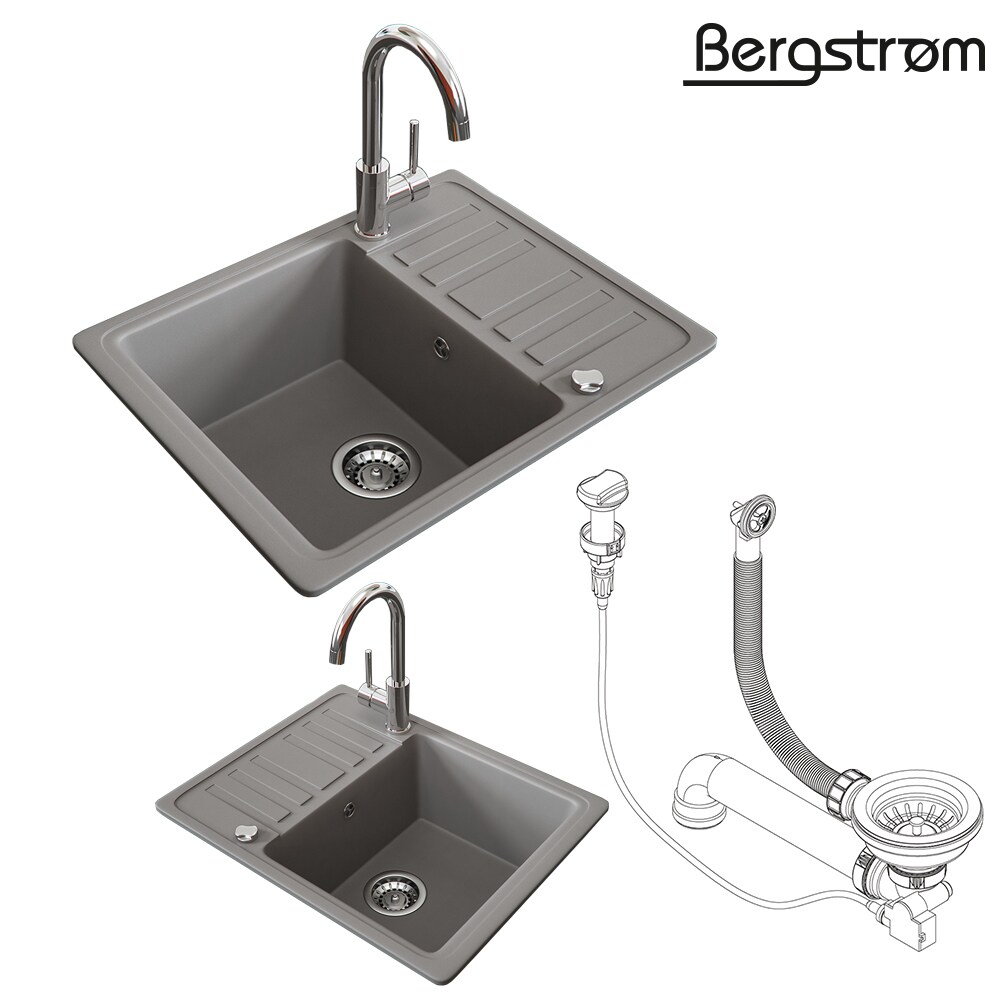 Bergström Granit Spüle Küchenspüle Einbauspüle Spülbecken 575x460mm Beton