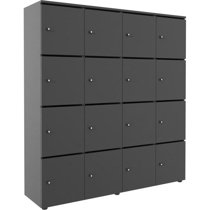 Casier de rangement de bureau Flexycaz 16 cases - 16 portes individuelles - 4 x 4 cases L 160 x P 42 x H 173,5  cm+clé pass