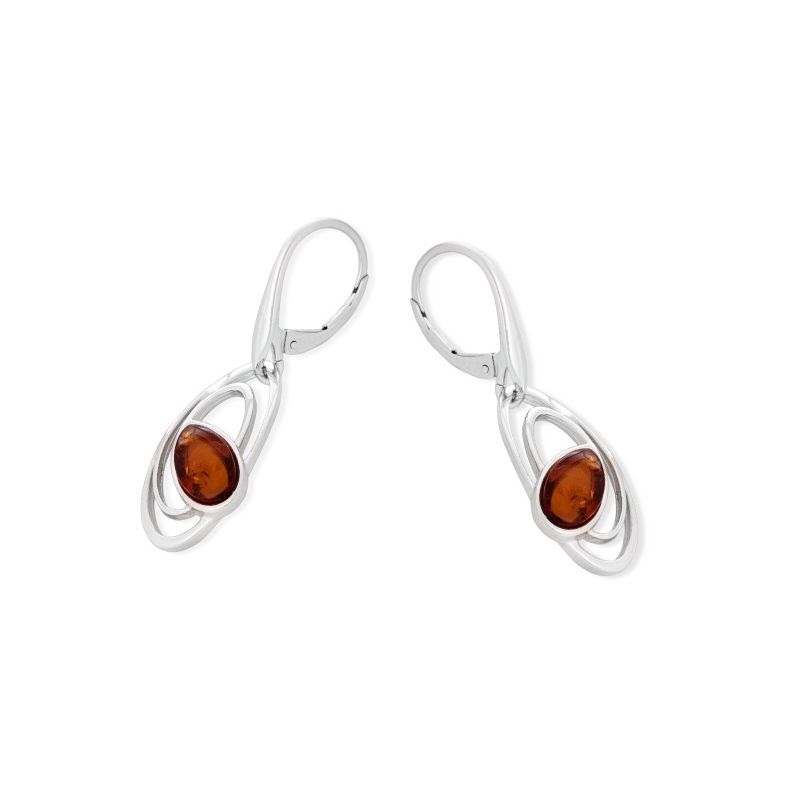 BOUCLE D'OREILLE ARGENT AMBRE