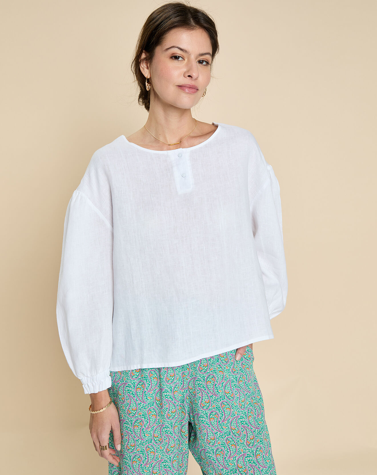Harris Wilson Blouse 100% Lin Eliona blanche