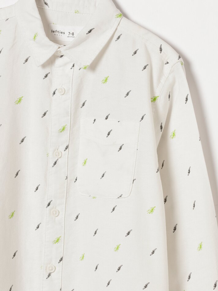 Camisa Oxford estampada - Branca