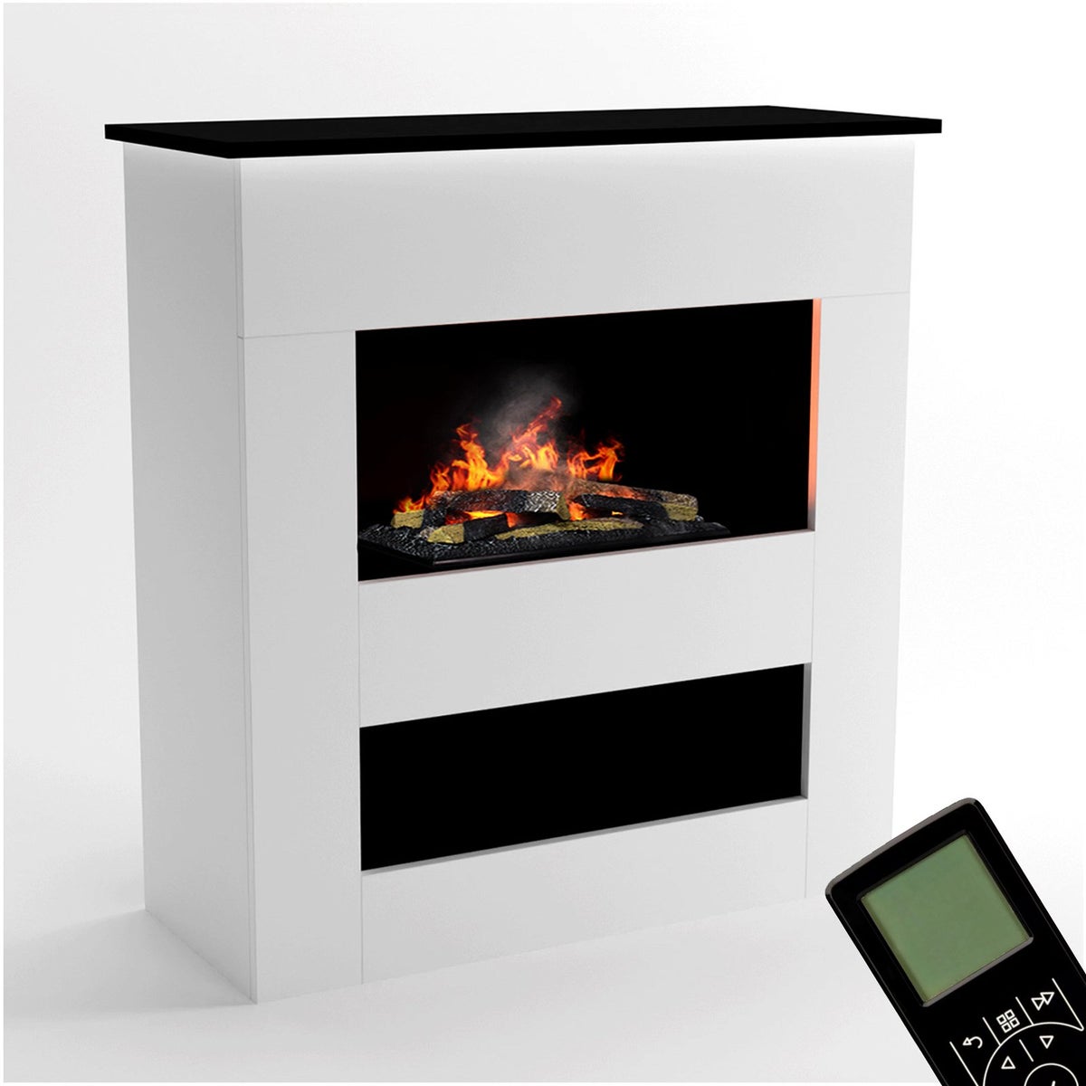 GLOW FIRE Elektrische haard 'Brecht' | Waterdamphaard met OMC 600 inclusief hout in wit | HxBxD: 110x100x50 cm
