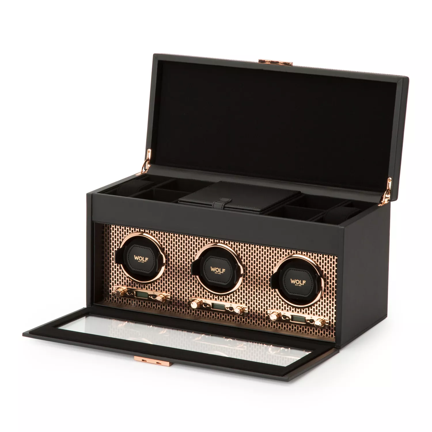 Wolf Axis Watch Winder 3 ure Sort Imiteret Læder 469416