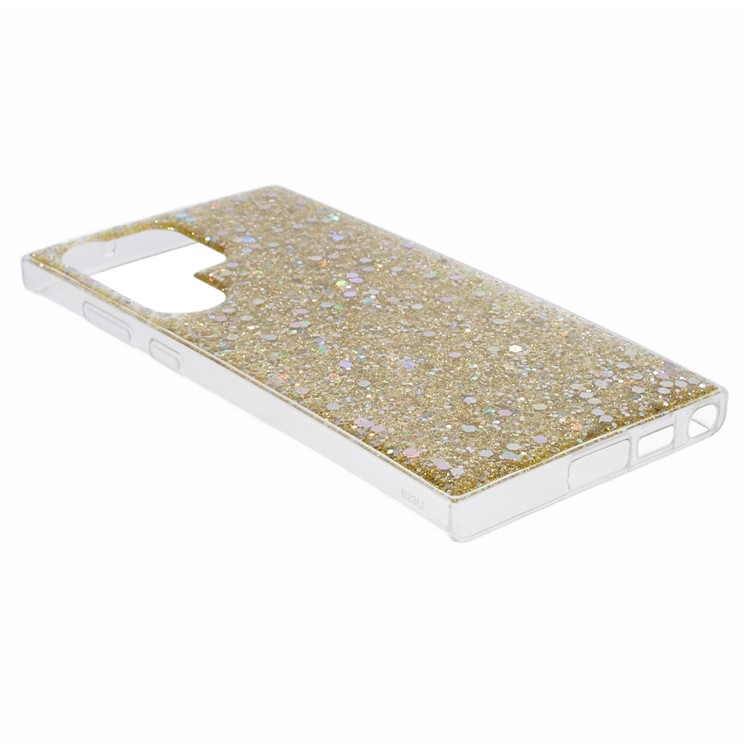 Samsung Galaxy S23 Ultra 5G Gummi Case Schutzhülle im Glitzer Design - Gold / Transparent