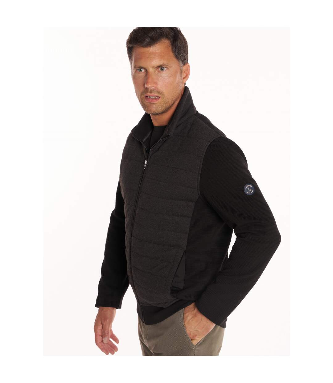 Blouson matelassé bi-matières
