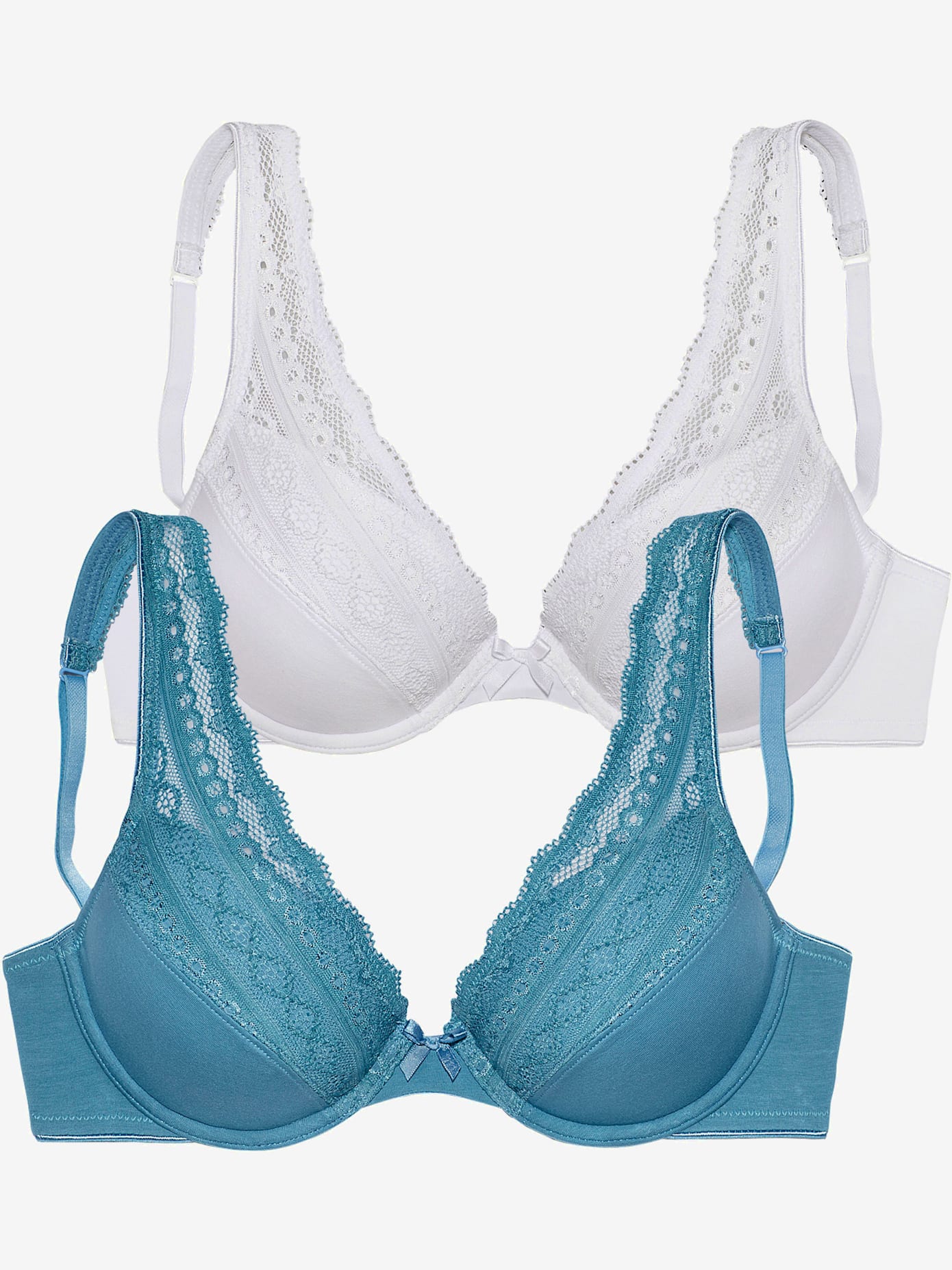 Soutien-gorge push-up avec bordure en dentelle jusqu'en haut des bretelles
