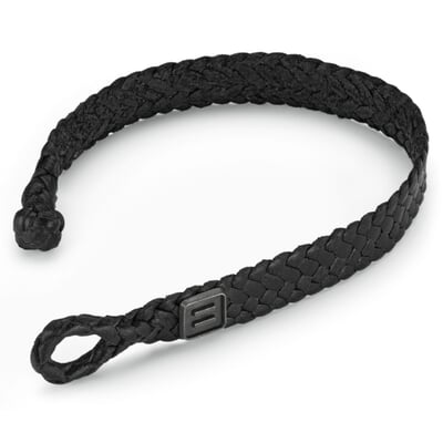 Herren-Lederarmband geflochten, Schwarz