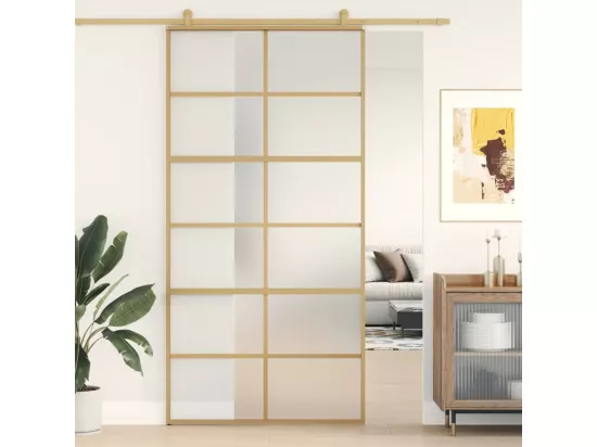 Porte coulissante doré 102,5x205 cm verre ESG dépoli aluminium