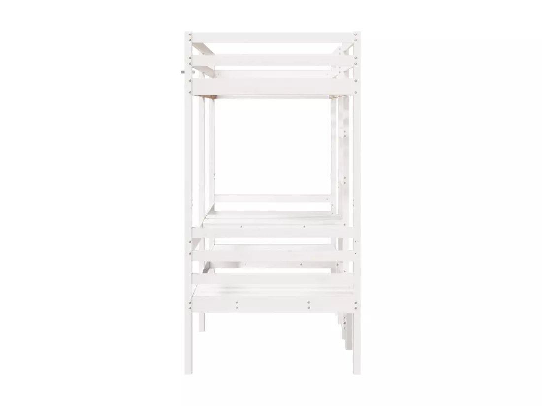 Lit mezzanine avec bureau et chaises blanc 90x190 cm pin massif