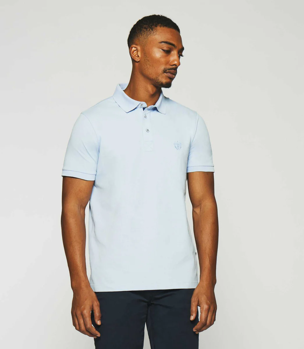 Polo uni bleu ciel GREGOR