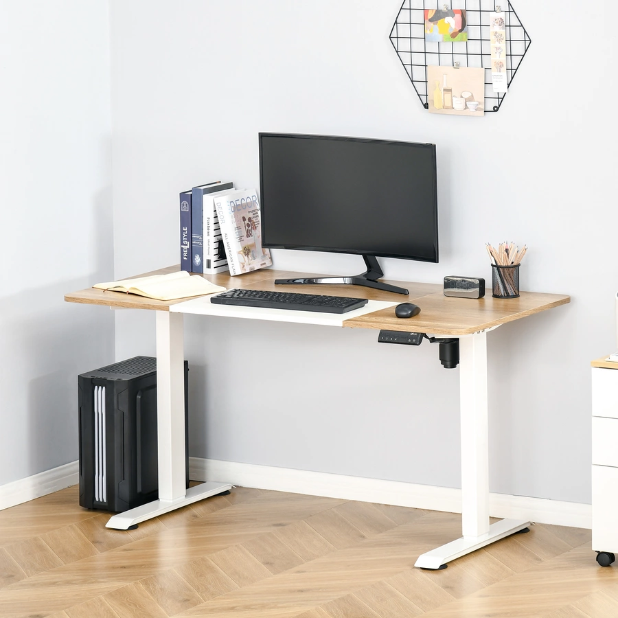 Vinsetto PC-Tisch elektrisch höhenverstellbar, LED-Anzeige WeißNatur