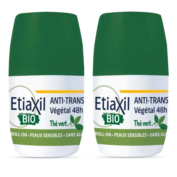 Déodorant Anti-Transpirant 48H Végétal Thé Vert Bio - Roll-On - 2x50ml
