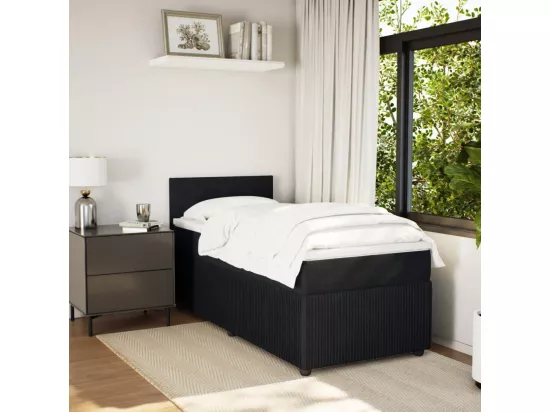 Sommier à lattes de lit avec matelas Noir 90x190 cm Velours