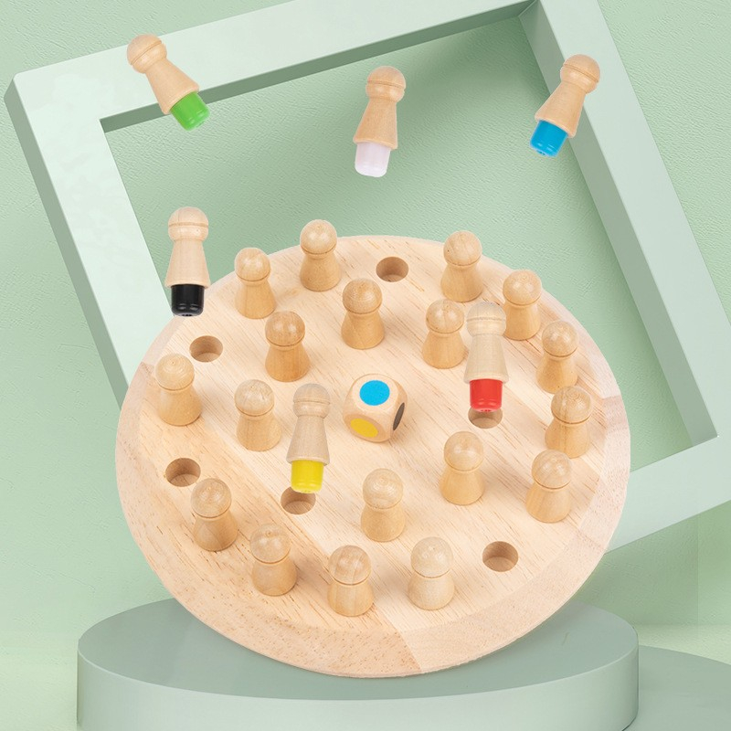 (Ø16cm) Holz Gedächtnis Spiel IQ Farben Memory Gehirn Training Strategiespiel - Braun