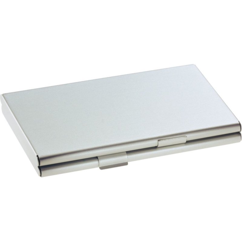 Etui à cartes en aluminium, 2 compartiments, jusqu'a 15 cartes chacun. Dimensions L 9,2 x H 1 x P 6,3 cm