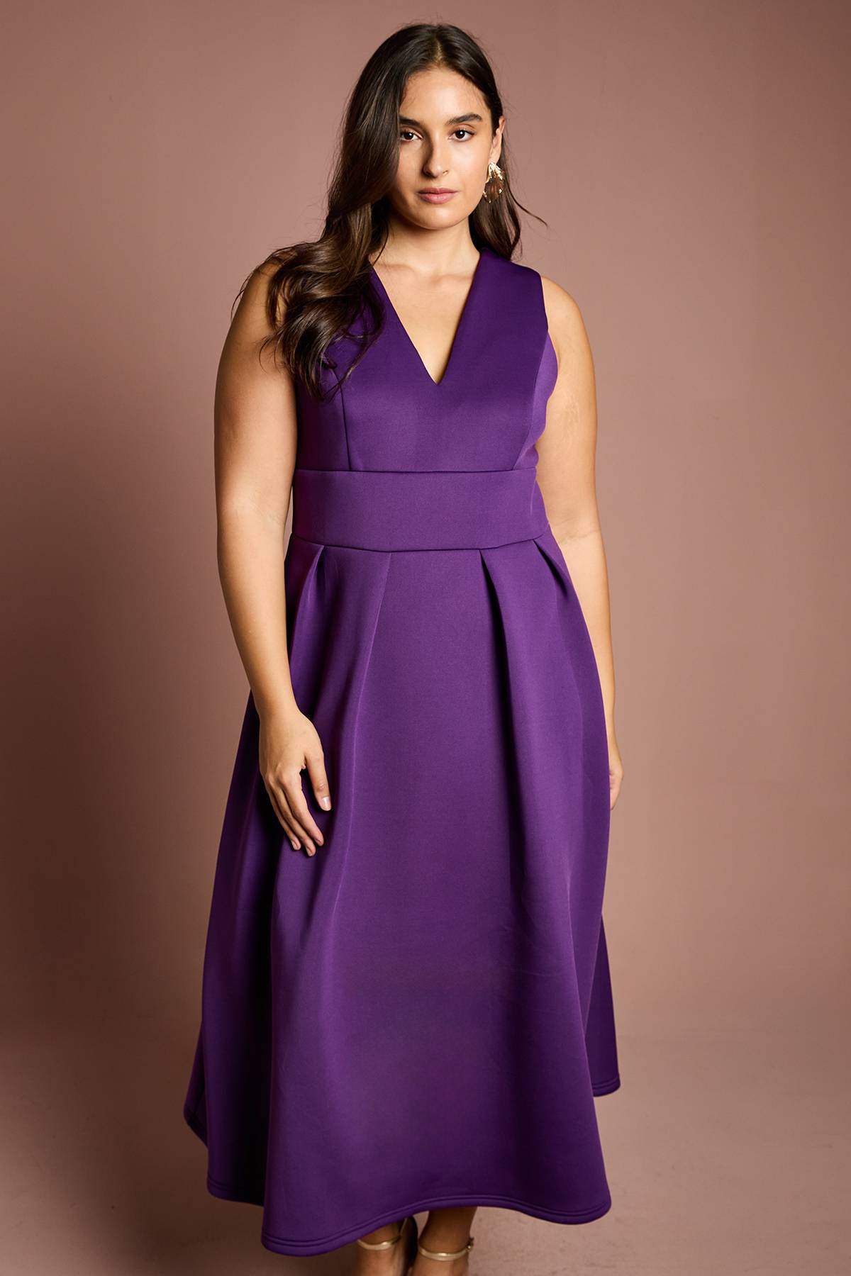 Coast Robe Midi Évasée Grande Taille à Décolleté Plongeant en Scuba