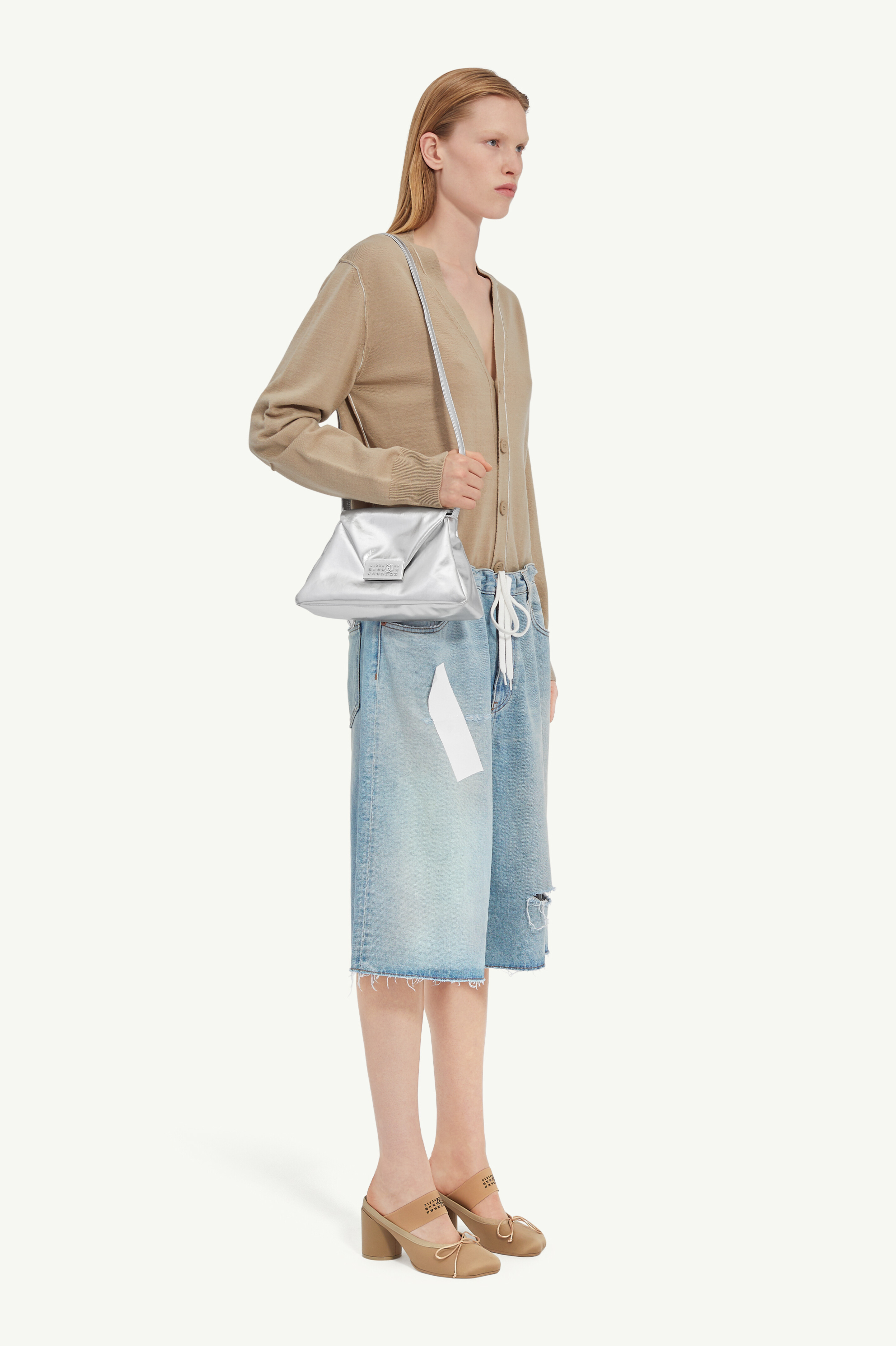 Light Blue Taped Denim Shorts