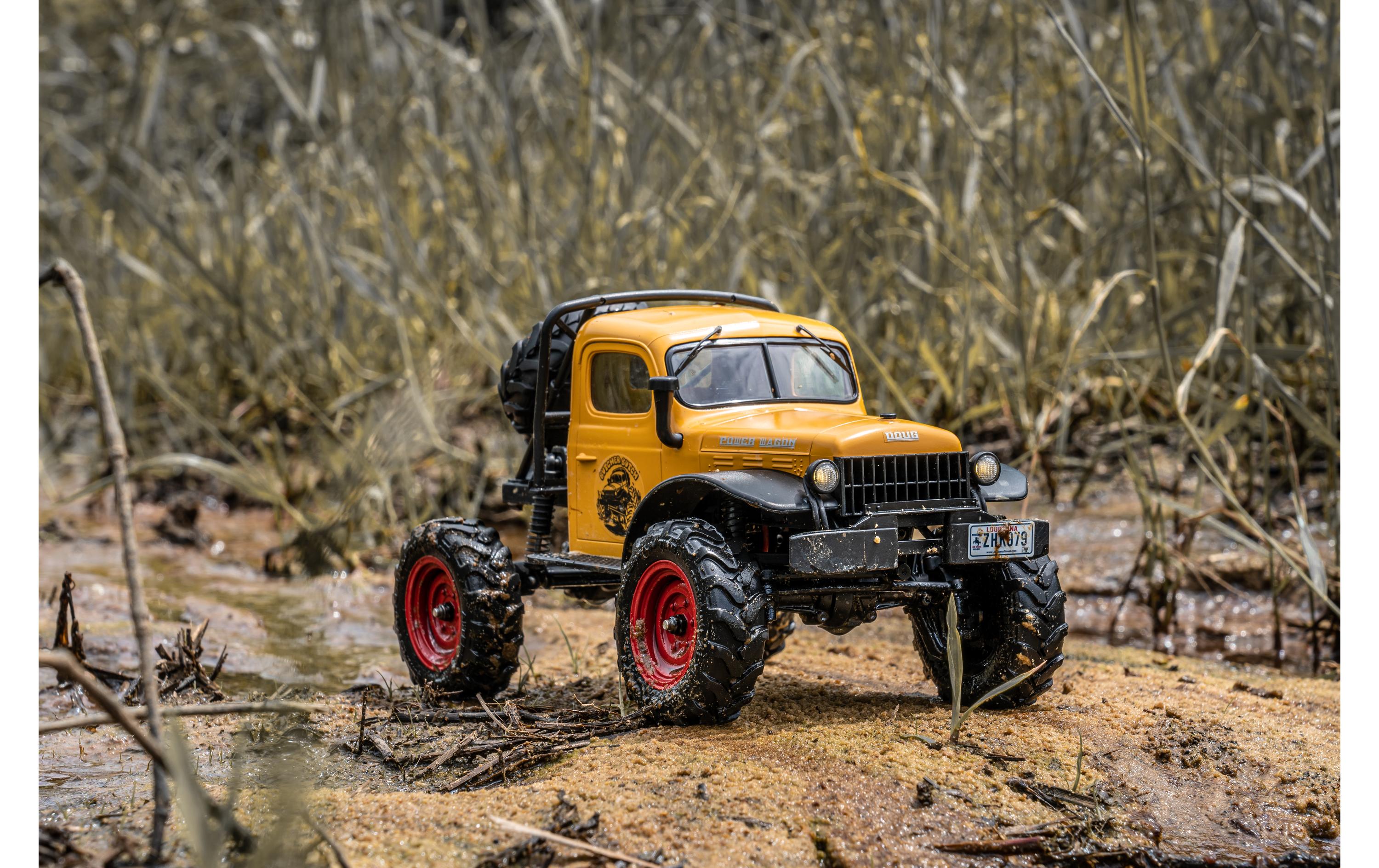 Scale Crawler FCX24 Power Wagon Mud-Racer, Gelb 1:24, RTR<br>Rock Crawler im Miniformat mit 2-Gang Getriebe